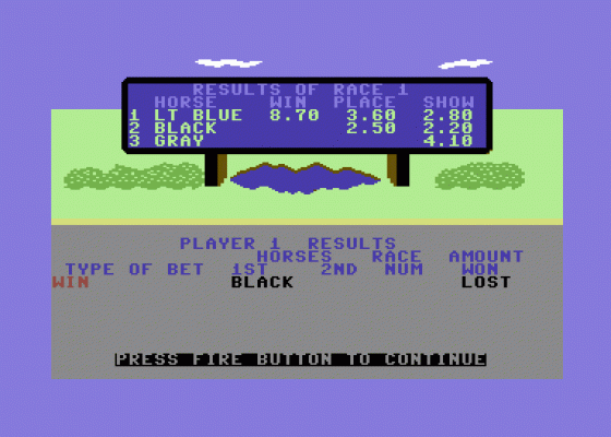 Daily Double Horse Racing Screenshot 5 (Commodore 64)
