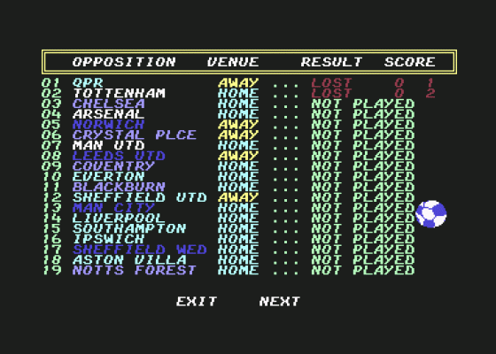 1st Division Manager Screenshot 7 (Commodore 64/128)