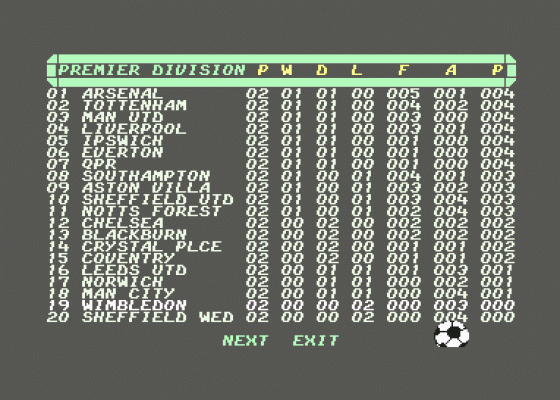 1st Division Manager Screenshot 15 (Commodore 64/128)