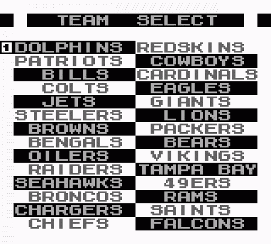 NFL Football Screenshot 11 (Game Boy)