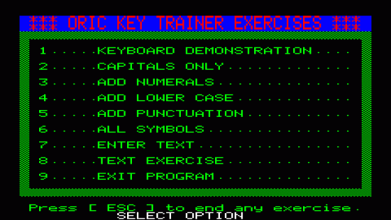 Key Trainer Screenshot 1 (Oric 16K)