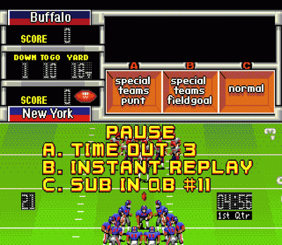 John Madden Football '92 Screenshot 8 (Sega Genesis)