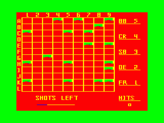 Shiphunt Screenshot 1 (Tandy Color Computer 1/2/3)