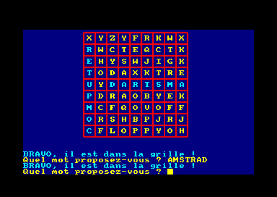 Mots Caches Screenshot 1 (Amstrad CPC464)
