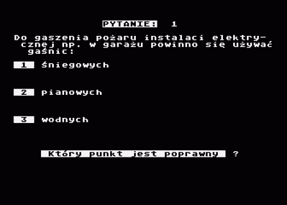 Test z Prawa Jazdy Screenshot 1 (Atari 400/800/600XL/800XL/130XE)