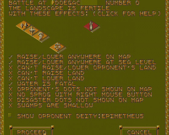 Populous II: Trials of the Olympian Gods [512k version] Screenshot 7 (Atari ST)