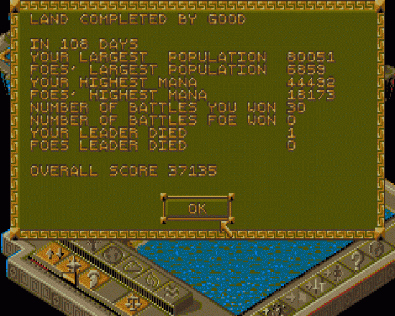 Populous II: Trials of the Olympian Gods [512k version] Screenshot 14 (Atari ST)